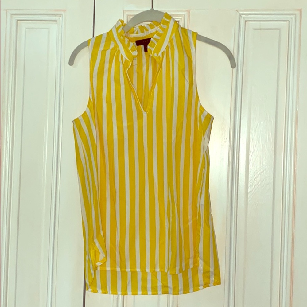 J. Crew Yellow Striped Sleeveless Blouse